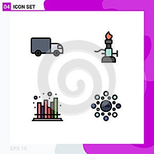 4 Creative Icons Modern Signs and Symbols of delivery, business, truck, light, forecast