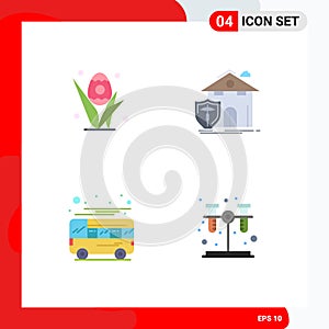 4 Creative Icons Modern Signs and Symbols of egg, autobus, easter, house, coach