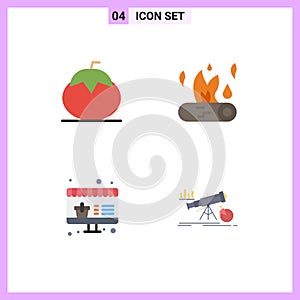 4 Creative Icons Modern Signs and Symbols of food, thanksgiving, tomato, camp fire, sale