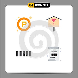 4 Creative Icons Modern Signs and Symbols of parking, phone, place, house, poem