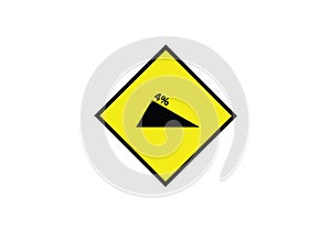 4% degree steep descent traffic sign - symbol - red triangle