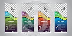 4 Different Color Business Roll Up. Standee Design. Banner Template. Presentation and Brochure. Vector illustration