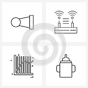 4 Editable Vector Line Icons and Modern Symbols of beep; graph; sound; signal; business