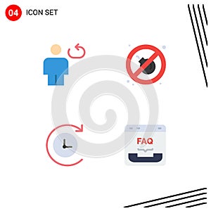 4 Flat Icon concept for Websites Mobile and Apps avatar, time machine, loop, no, communication