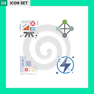 4 Flat Icon concept for Websites Mobile and Apps graph, joystick, sales, topology, playstation