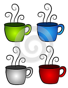 4 Hot Coffee or Tea Cups