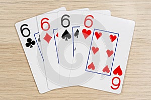 4 of a kind sixes 6 - casino playing poker cards