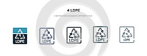 4 ldpe icon in different style vector illustration. two colored and black 4 ldpe vector icons designed in filled, outline, line