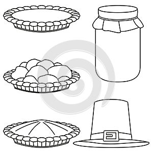 4 line art black and white fall harvest elements