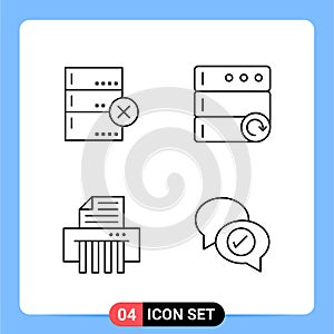 4 Line Black Icon Pack Outline Symbols for Mobile Apps isolated on white background. 4 Icons Set