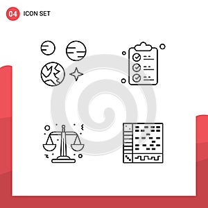 4 Line concept for Websites Mobile and Apps planet, law, space, shopping, ableton