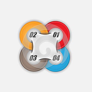 4 multi-colored circle with the data vector business infographics