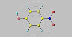 4-Nitrophenol molecular structure isolated on grey