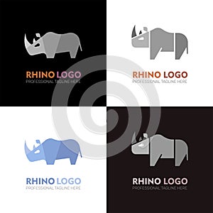 4 options af a Rhino vector logo design