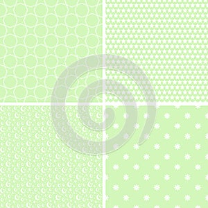 4 Pastel retro different seamless patterns tiling.