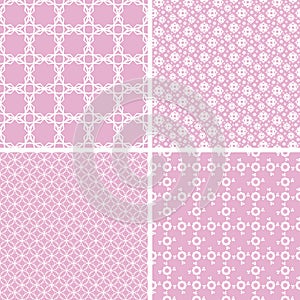 4 Pastel retro different vector seamless patterns