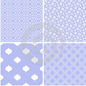 4 Pastel retro different vector seamless patterns