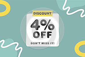 4 percent Sale and discount labels. price off tag icon flat design