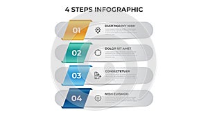 4 points of steps diagram, vertical list layout, infographic template vector