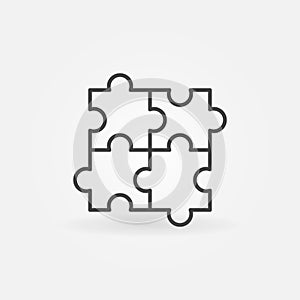 4 Puzzle Pieces linear vector concept icon