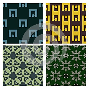 4 Retro different vector seamless patterns