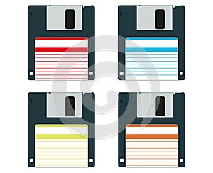 4 retro floppy data disks vector EPS drawing