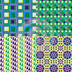 4 Retro Purple Patterns Vector