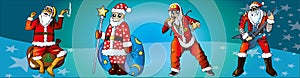 4 santa characters â€“ Santa punk rock clipart man rasta, hip hop santa clause stock vector eps svg christmas