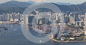 4 Sept 2021 Landscape along the New Yau Ma Tei Typhoon shelter in Hong Kong