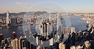 4 Sept 2021 Skyline Of Hong Kong City From The Peak
