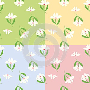 4 set of Sweet floral seamless pattern