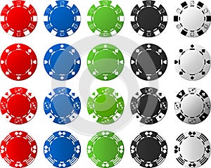 4 Sets of Poker Chips - 5 Pieces Each