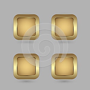 4 shapes golden rectangle blank button for website UI vector design