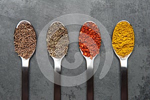 4 Spices on spoons