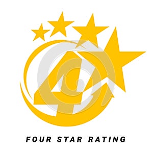 4 star rating. Four star Symbol or emblem. vector