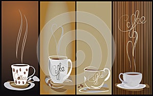 4 Steamy coffee cup background