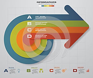 4 steps business presentation template.Arrow shape banners template. Vector.