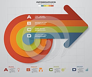 4 steps business presentation template.Arrow shape banners template. Vector.