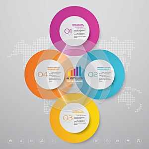 4 steps half cycle chart infographics elements for data presentation