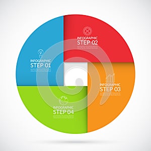 4 steps infographic circle template in material style