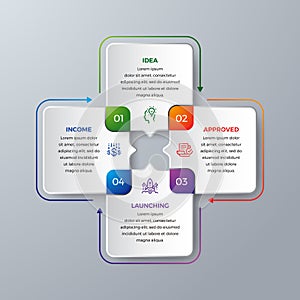 4 Steps Modern infographic with green, purple, orange, and blue color can be used for your process, workflow layout, and more.