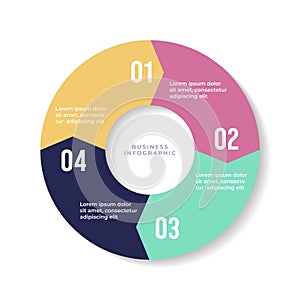 4 steps pie chart, Circle arrows infographic or Circular diagram.