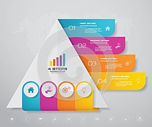 4 steps pyramid with free space for text on each level. infographics, presentations or advertising.