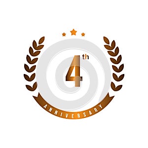 4 Th Anniversary Vector Template Design Illustration