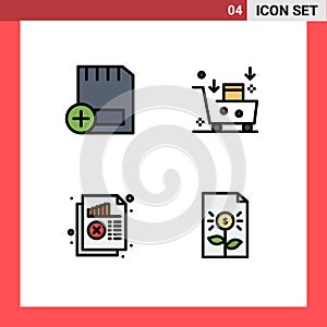 4 Thematic Vector Filledline Flat Colors and Editable Symbols of add, emarketing, devices, email campaign, analysis