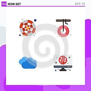 4 Thematic Vector Flat Icons and Editable Symbols of catalog, rescue, color wheel, camping, forecast