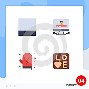 4 Thematic Vector Flat Icons and Editable Symbols of grid, kitchen, internet, cooking, love