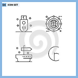 4 Universal Filledline Flat Colors Set for Web and Mobile Applications devices, line, stick, archive, thanks