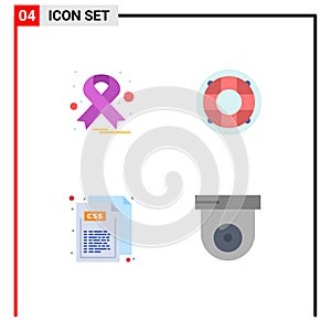 4 Universal Flat Icon Signs Symbols of cancer, css, help, lifesaver, style