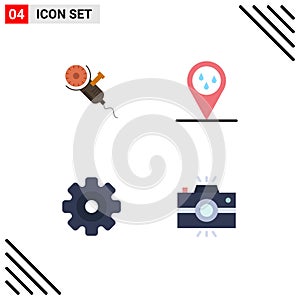 4 Universal Flat Icon Signs Symbols of saw, media, tool, raining, multimedia